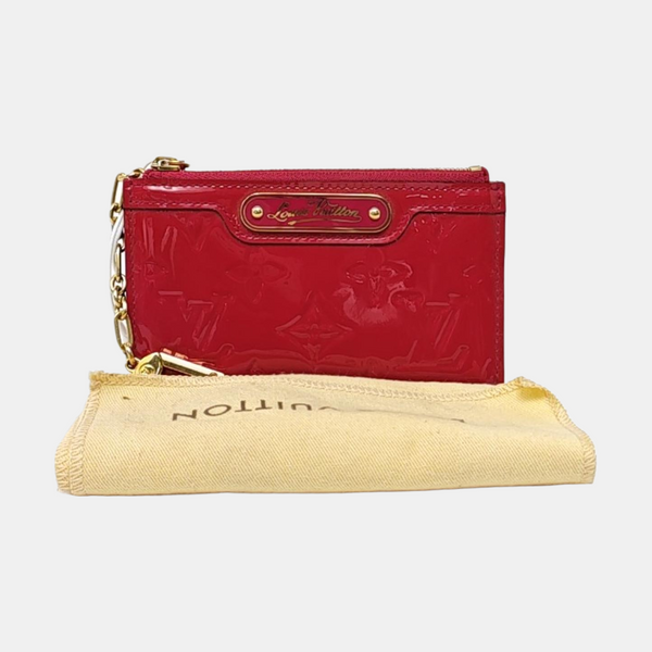 Monogram Patent Leather Card Holder Red