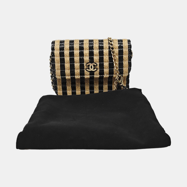 Quilted Straw Crossbody Bag Multicolor
