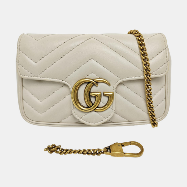 GG Marmont Mini Piel de Becerro Acolchada Blanca