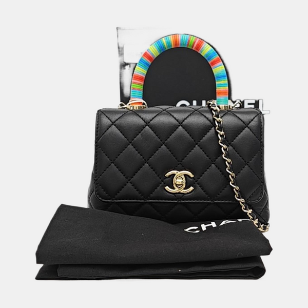 COCO HANDLE Mini Quilted Lambskin Black