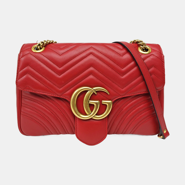 GG Marmont Large Quilted Calfskin Red