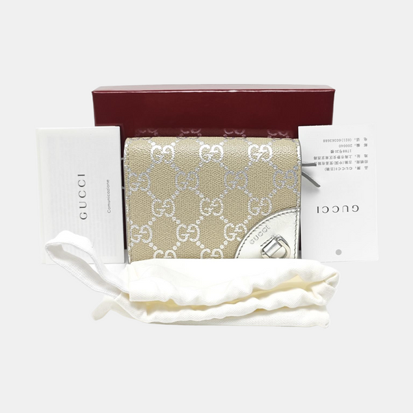 Monogram Leather Wallet Beige