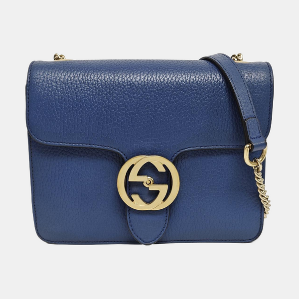 Interlocking G Small Calfskin Blue