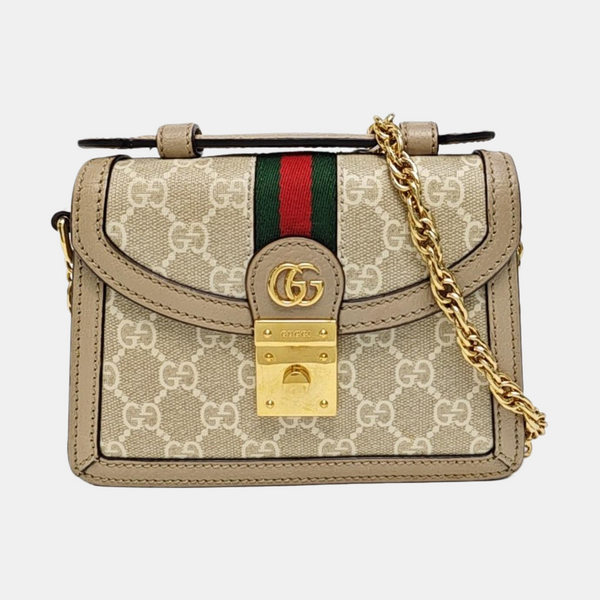 Ophidia Mini Monogram Coated Canvas White