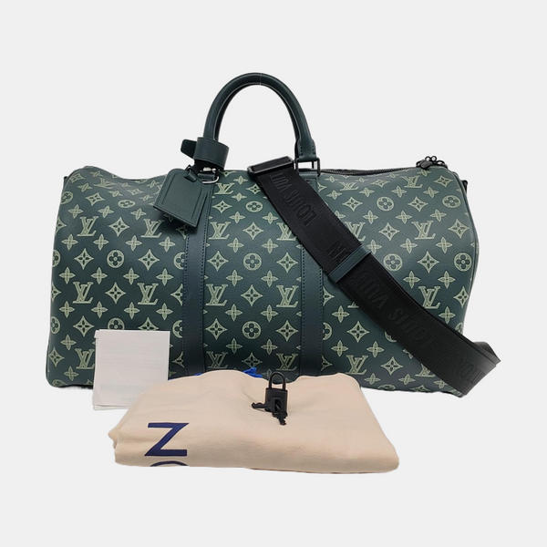 KEEPALL 50 Monogram Calfskin Green