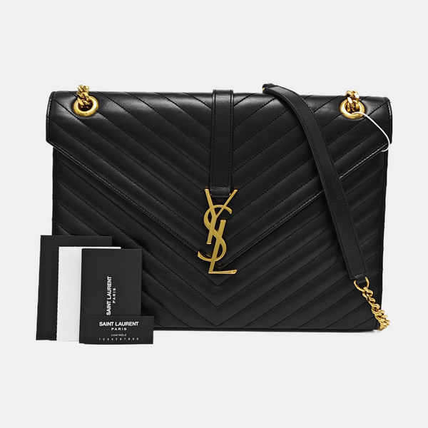 Authenticated pre-owned ENVELOPE Large Chevron, Quilted Calfskin Black - Shoulder Bag at Looply