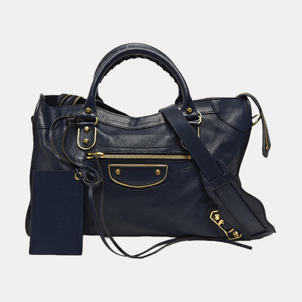 Classic Metallic Edge City Medium Lambskin Blue