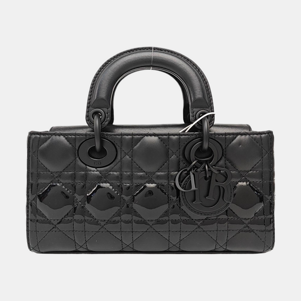 Lady D-Joy Small Cannage Patent Leather Black
