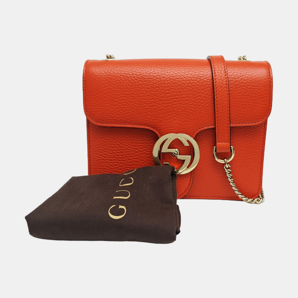 Interlocking G Small Calfskin Orange