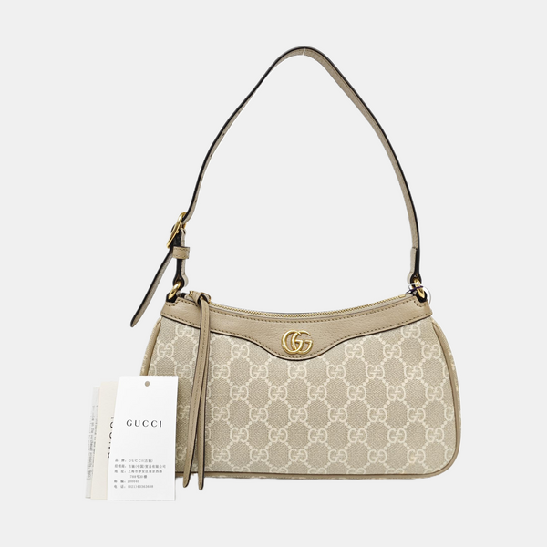 Ophidia Small Monogram Coated Canvas Beige