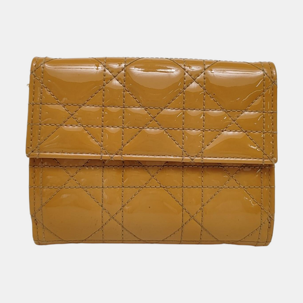 Cannage Patent Leather Clutch Yellow