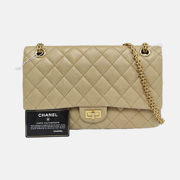 2.55 227 Quilted Grained Calfskin Beige