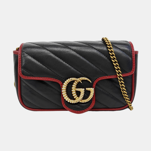 GG Marmont Super Mini Quilted Calfskin Black
