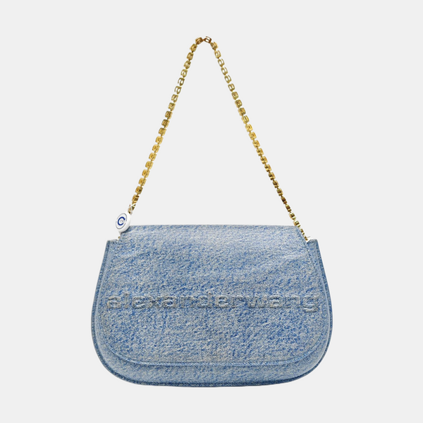 Leather Shoulder Bag Blue