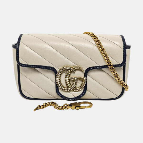 GG Marmont Super Mini Quilted Calfskin White