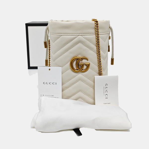 GG Marmont Mini Quilted Calfskin White