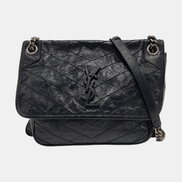 NIKI Medium Chevron Calfskin Black