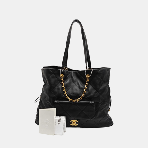 Quilted Lambskin Tote Bag Black