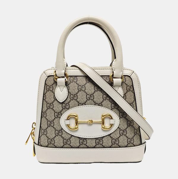 Authenticated pre-owned Horsebit 1955 Mini Coated Canvas Beige - Shoulder Bag at Looply