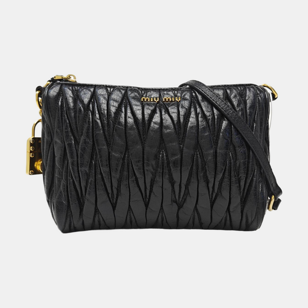 Quilted Lambskin Top Handle Bag Black