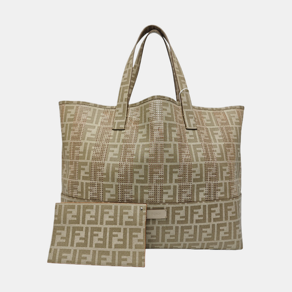 Coated Canvas Shoulder Bag Beige
