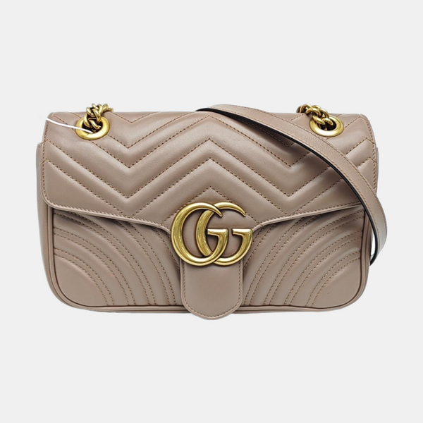 GG Marmont Medium Quilted Calfskin Gray