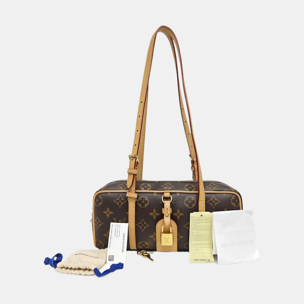 Monogram Coated Canvas Shoulder Bag Brown