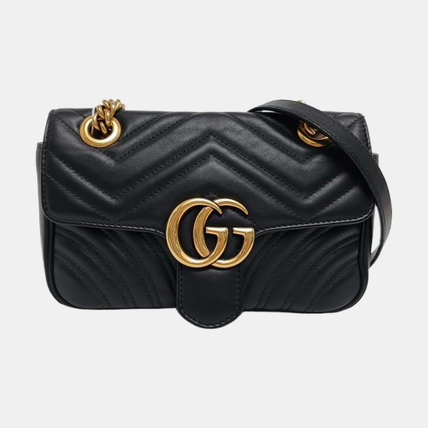 GG Marmont Small Quilted Calfskin Black