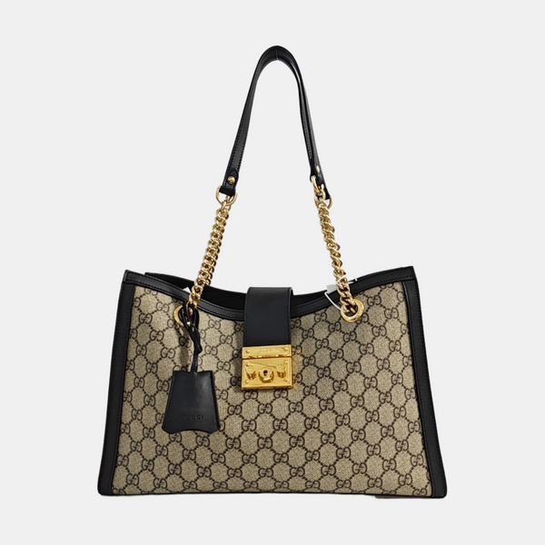 Padlock Medium Monogram Coated Canvas Beige