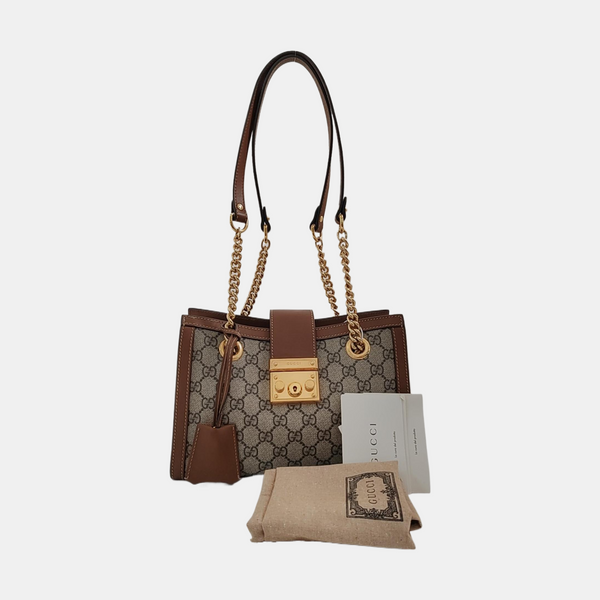 Padlock Small Monogram Coated Canvas Beige