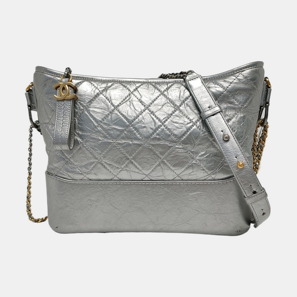GABRIELLE Medium Quilted Calfskin Silver