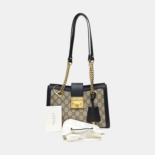 Padlock Small Monogram Coated Canvas Beige