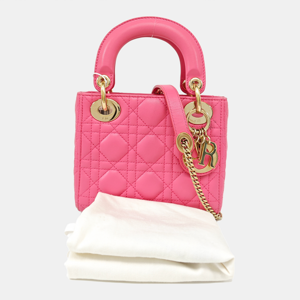 Lady Dior Mini Cannage Lambskin Red