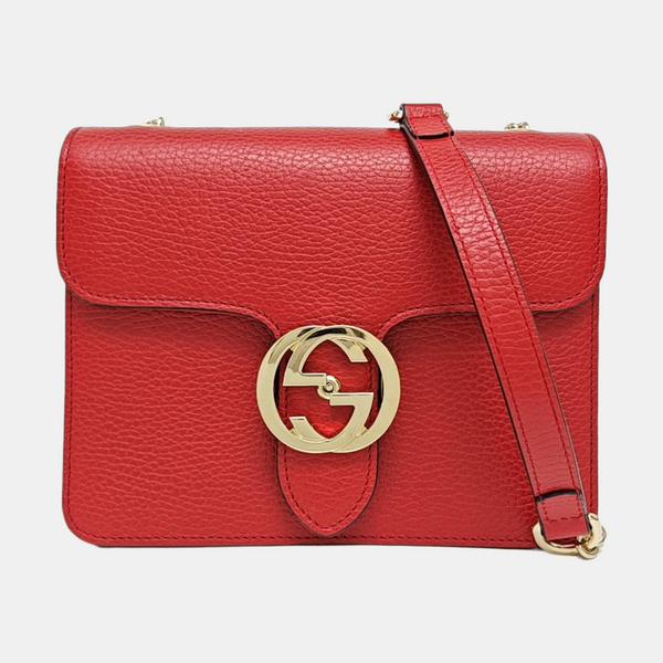 Interlocking G Small Calfskin Red