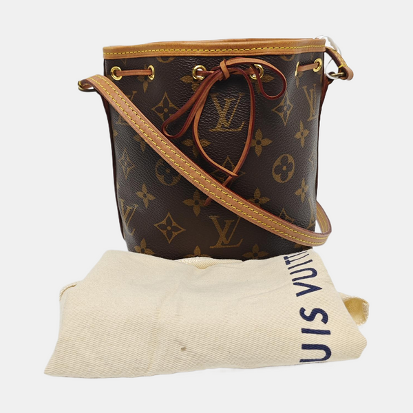 Authenticated pre-owned NÉONOÉ Nano Monogram Coated Canvas Brown - Bucket Bag at Looply