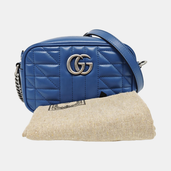 GG Marmont Mini Quilted Calfskin Blue