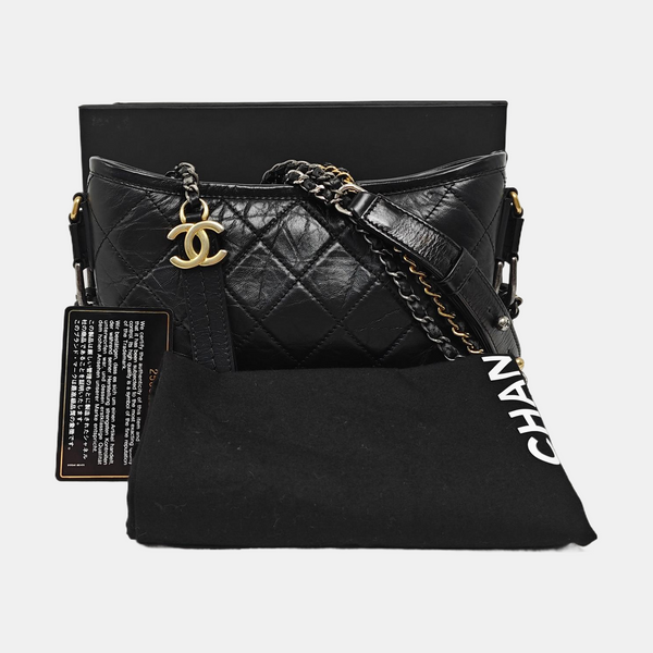 GABRIELLE Small Quilted Calfskin Black