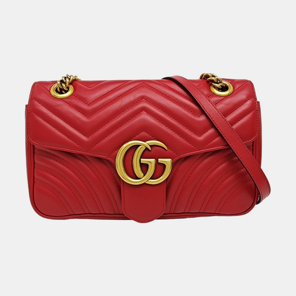 GG Marmont Medium Quilted Calfskin Red