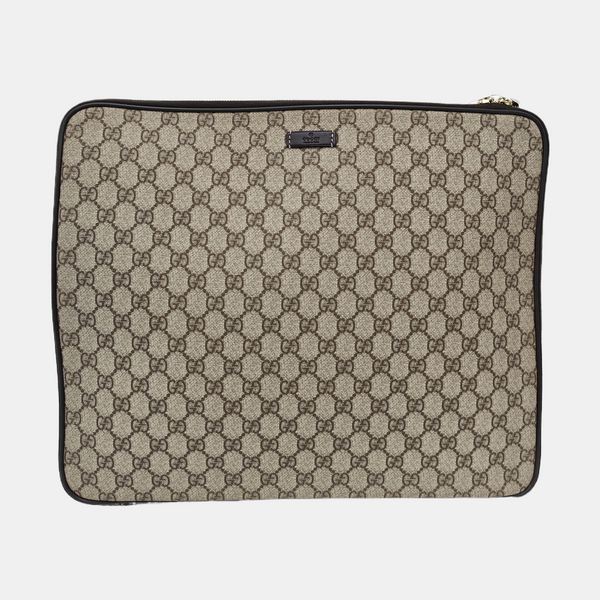 Monogram Coated Canvas Clutch Beige