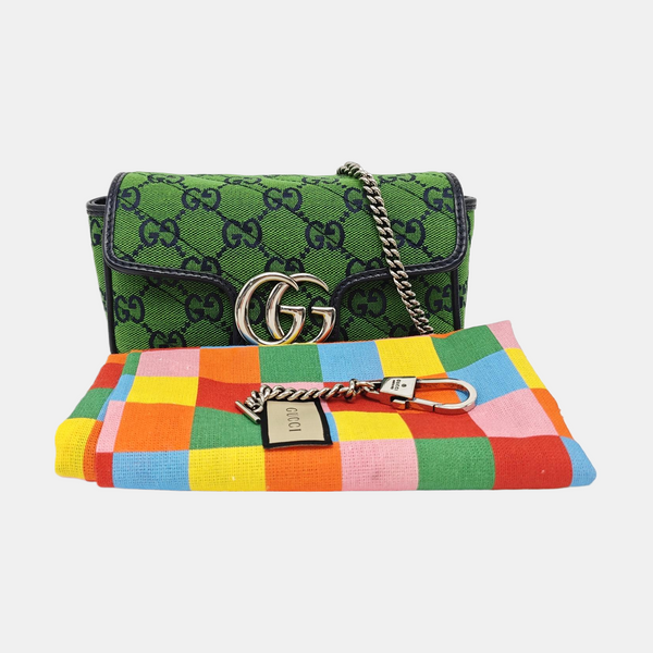 GG Marmont Mini Quilted Canvas Green