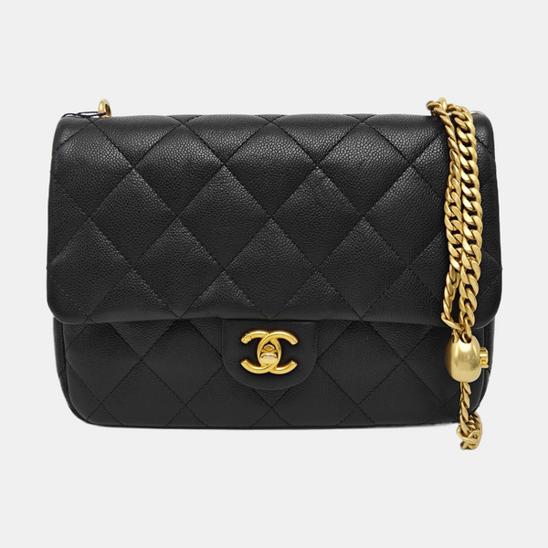 23P Large Quilted Grained Calfskin Black
