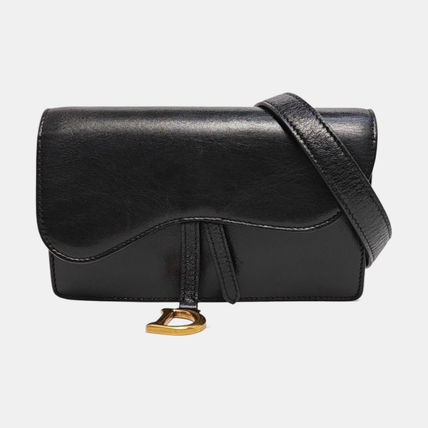 Authenticated pre-owned Saddle Lambskin Black - Belt Bag at Looply