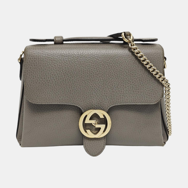 Interlocking G Large Calfskin Gray