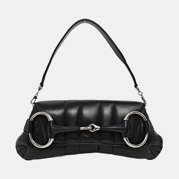 Horsebit Chain Medium Quilted Lambskin Black
