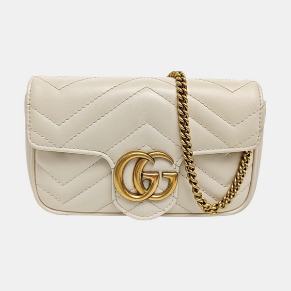 GG Marmont Mini Quilted Calfskin White