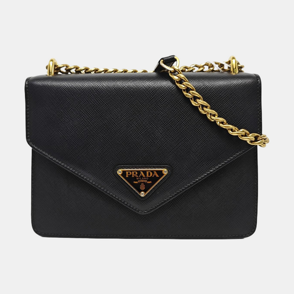 Saffiano Calfskin Shoulder Bag Black