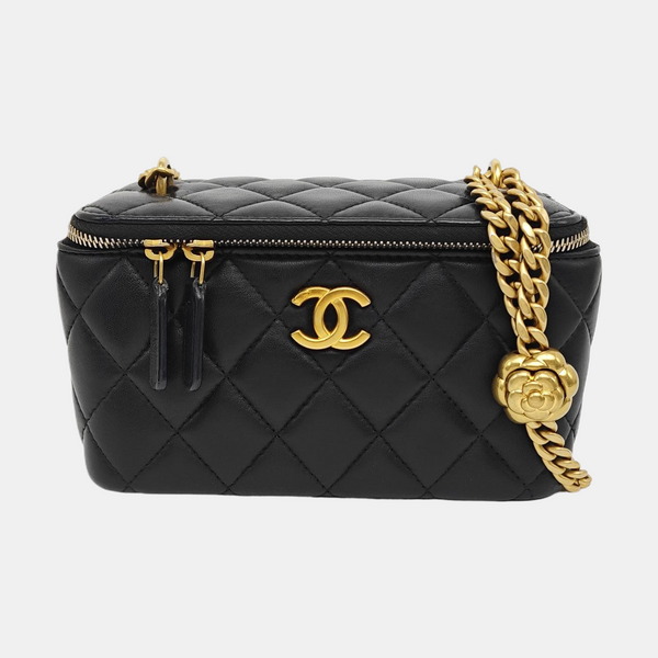 VANITY CASE Medium Quilted Lambskin Black