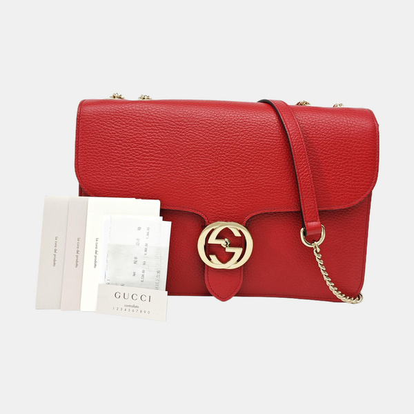Interlocking G Large Calfskin Red