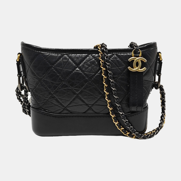 GABRIELLE Small Quilted Vintage Calf Black