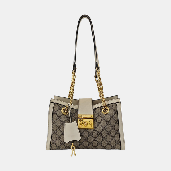 Padlock Small Monogram Coated Canvas Beige